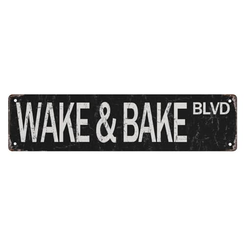 Panneau de rue vintage Wake & Bake déco murale pour cuisine pub et café