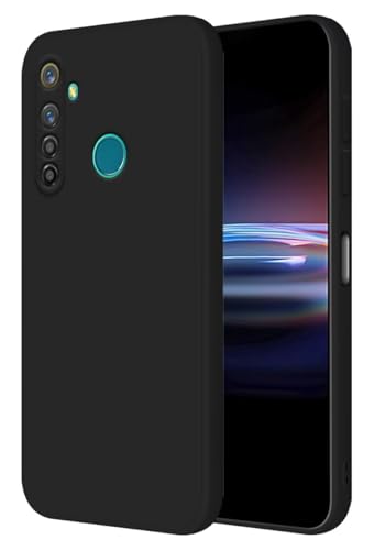 HONLEN Funda Compatible para Realme 5 Pro Case, (6.3' Inches) Líquida TPU Silicona Cover con Anti-Rasguño, Cáscara Suave Cubierta Negro