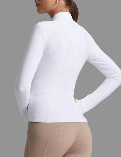 Image of FitsT4 Sports Womens Equestrian Riding Shirts Long Sleeve Fleece Lined Horse Full-Zip Winter Thermal Jackets