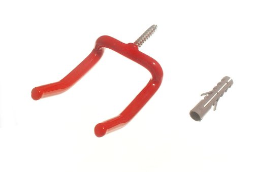Onestopdiy.com Red 8 X Plastic Coated Screw In Universal Utility Hooks With Wall Plug