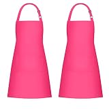 Jubatus 2 Pack 100% Cotton Aprons with 2 Pockets Cooking Chef Kitchen Adjustable Bib Apron for Women