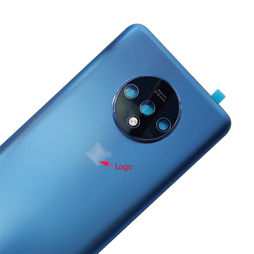 Ubrokeifixit Compatible Housing Rear Glass Back Door Cover Replacement/Adhesive for OnePlus 7T HD1900 HD1901 Dual SIM 6.55"(NOT for 7T Pro 6.67") (Blue(Back Glass Cover+Camera Lens))