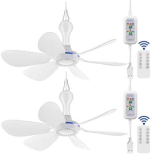 Ventilateur de plafond portable USB Glooglitter avec télécommande lot de 2 - 2