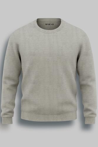 Image of Amazon Brand - Anarva Men's Cotton Sweatshirt | Regular Fit Winter Pullover for Men | Casual Crew Neck Full Sleeve Sweatshirt for Everyday & Outdoor Wear