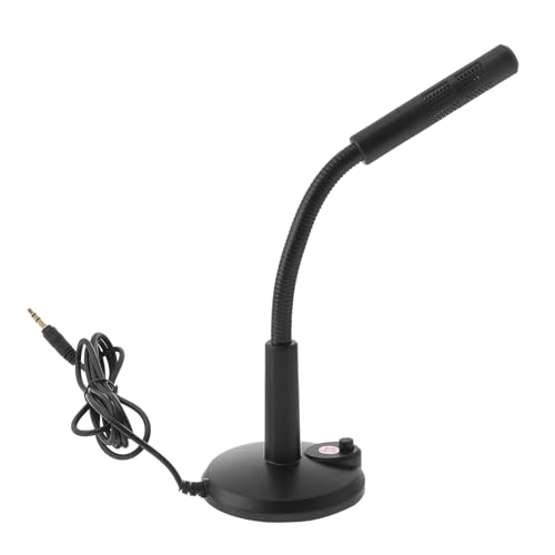 1Pc Adjustable Desktop Microphone with Interface for Voice Chat Live Streaming and Singing Durable Black Plastic Design with Stable Base for Optimal Performance