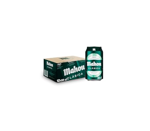 Mahou Clásica, Pack 12 Latas x 33cl, Cerveza Dorada Lager, Auténtica Cerveza Mahou Con Sabor Suave, Refrescante y Con Espuma Consistente, 4.8% Vol. Alcohol