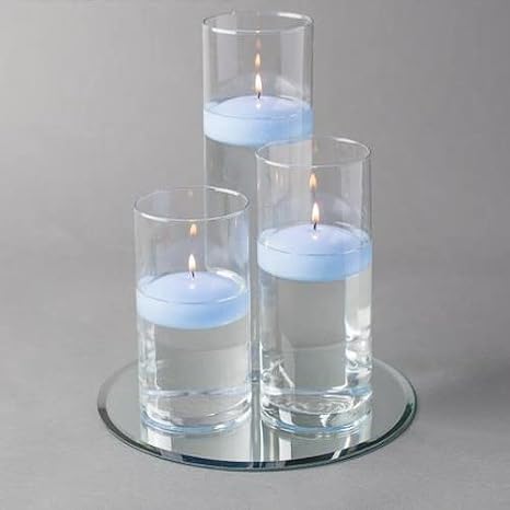 Eastland Set Di 3 Vasi In Vetro Cilindrici Con 3 Candele Galleggianti Ivory Richland - Decorazioni Per Matrimoni Ed Eventi, Made In USA