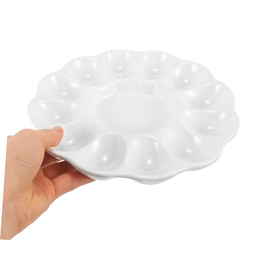Plato de cerámica para huevos rellenos 12 compartimentos diseño clásico 8