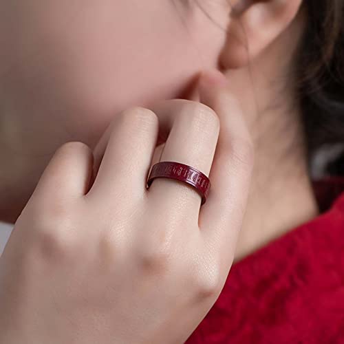 Hetica Feng Shui Cinnabar Ring, Lucky Wealth Buddhis Amulet Band Ring For Men Women, Fengshui Lucky Ring Money Amulet Lucky Rings That Bring Good Luck Mother's Day Gifts #TOP6