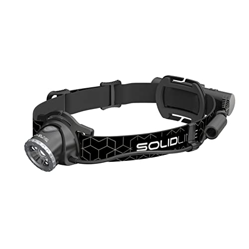 Solidline SH6R, Super Bright LED Headlamp, Focusable, Rechargeable, 600 Lumens, 300 Metre Beam Range, 50 Hours Lighting Time, Includes Battery, Floating Charge System and USB Cable, Pack of 1