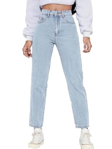 Image of KOTTY Women High Rise Cotton Lycra Ankle Length Slim fit Light Blue Solid Jeans (Light Blue,26)