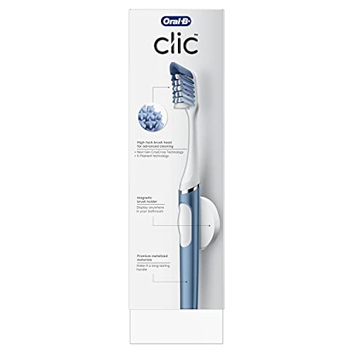 Image of Oral-B Clic Toothbrush, Alaska Blue, with 1 Replaceable Brush Head and Magnetic Toothbrush Holder