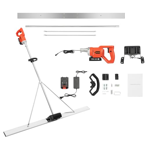 110V 48W Electric Concrete Float Concrete Vibratory Screed Vibrating Bull Float Concrete Screed Board with 4.94 FT Stainless Steel Screed Board for Vibration-Leveling Concrete Surfaces