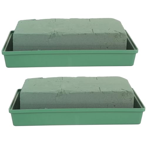 Generic 2Pcs Floral Bowls with Water Absorb Flower Mud for Grave Flower Arrangements for Outdoor Decorations and DIY Floral Designs