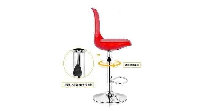 Image of 360 REVOLVING Height Adjustable Swivel BAR Stool /Kitchen Chair Suitable for Kitchen, Cafeteria, Dining, Office, Shops, Counter seat, Breakfast, Pub (Black Base) (Bright RED)