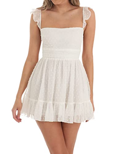 Women's Spaghetti Straps Sleeveless Short Dresses Y2k Low Cut Bodycon Going Out A-Line Mini Dress Party Club4