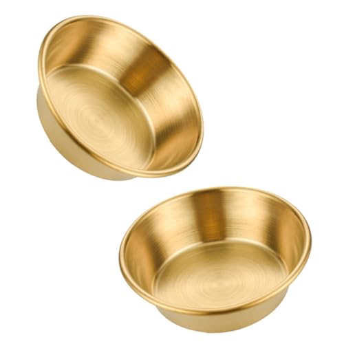 Abaodam Lot de 2 Bols à Sauce en Acier Inoxydable 5 Cm Plaqué Or, Plats à Sauce Pratiques et Lavables pour Condiment, Bol à Trempette pour Maison et Table,...