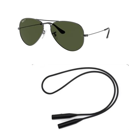 Ray-Ban RB3025 Sunglasses Bundle: RB 3025 AVIATOR LARGE METAL 004/58 Aviator Large Metal Gunmetal G and Universal Anti-slip Silicone Leash2