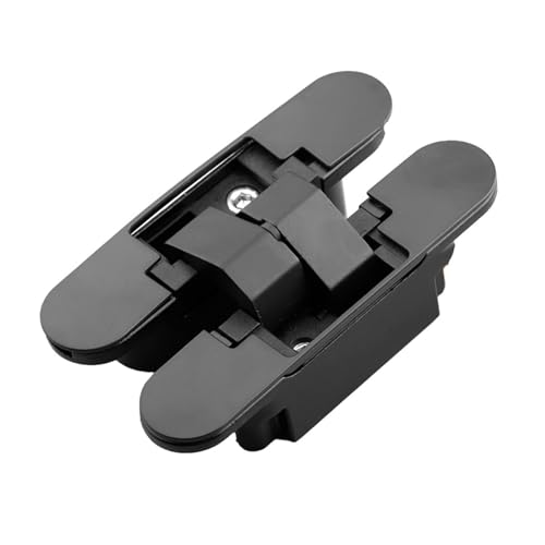 目に見えないクロスヒンジ 180 度隠し折りたたみドアヒンジキャビネット食器棚ドア調節可能な隠しヒンジハードウェア 簡単取り付け(Black)