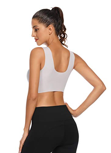 Image of WOWENY Seamless Bras for Women Sleep Leisure Sports Yoga Bra Padded Wireless Thin Soft Comfy Pullover Tops Plus Size