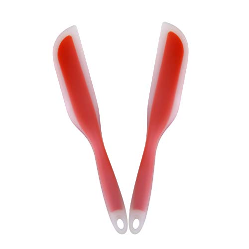 Keador 2 Pack Dual Sided Silicone Spatula, Dual Sided Pastry Dough Spatula, Silicone Spatula and Scraper Spoon for Heat Resistant Better Cooking, Baking, Spreading and Mixing (Red)