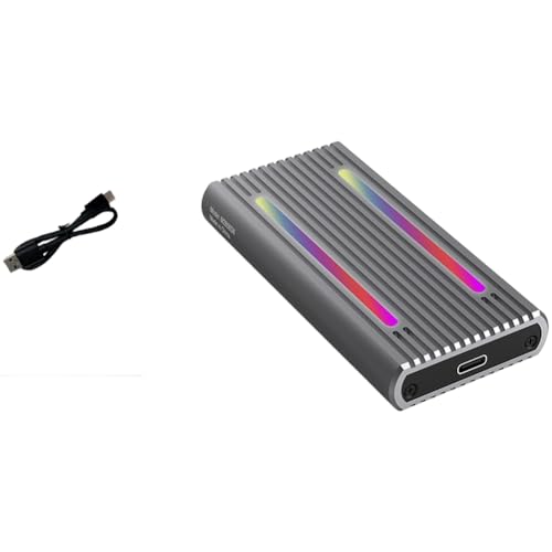 FACAIIO NVMe - Disco duro externo SATA M.2 SSD USB 3.1 Gen 2 de 10 Gbps con RGB para iluminación, carcasa de aleación de aluminio, color gris