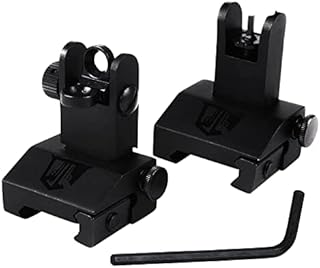 OZARK ARMAMENT Flip Up Backup Iron Sights - Rapid Transition Battle Sights - Front and Rear Flip Up Sights Set - Picatinny and Weaver Rails