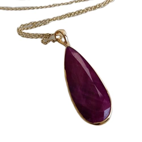 Pendentif rubis naturel véritable argent 925 collier femme pierre facettée rouge 45cm