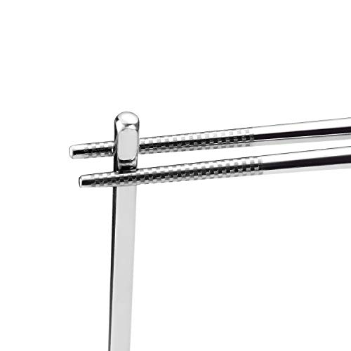 SHARECOOK Stainless Steel Chopsticks Set, 9.45 Inches, 5 Pairs, Dishwasher-safe