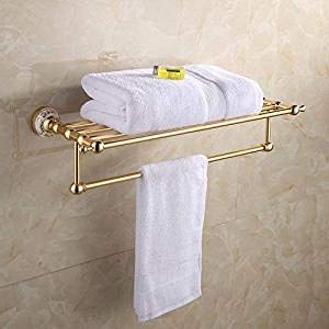 Porte-serviettes mural en aluminium avec étagère pour salle de bain 61cm