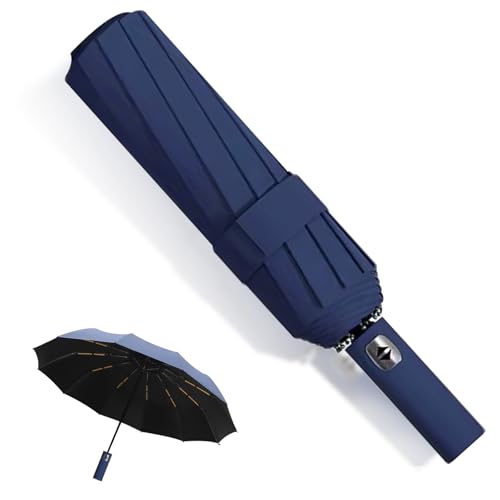 MPXEAVG Paraguas Plegable Grande, Paraguas Plegable Antiviento, 60 Varillas Umbrella, Paraguas Automatico, Paraguas Antiviento, Apertura y Cierre Automáticos (Marina de guerra)