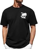 Tee Shirt Homme: Cinq motifs de palmiers disponibles, Ligne / Plage / Planche de surf / Coucher de soleil / Vague. Conçu avec un imprimé sur la poitrine, il dégage une ambiance de vacances tropicales à souhait ! Réalisé avec la technologie de transfert thermique, l’imprimé est brillant, résistant aux lavages et a une texture lisse sans aucune sensation d’élément étranger.