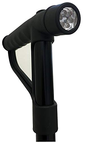 Walking Cane Stick Multi-Function Double Handle Design With Flashlight Led Lights Build-In Comfortable Cushion Handle Adjustable For Get Up And Go Men And Women (Black) #TOP2