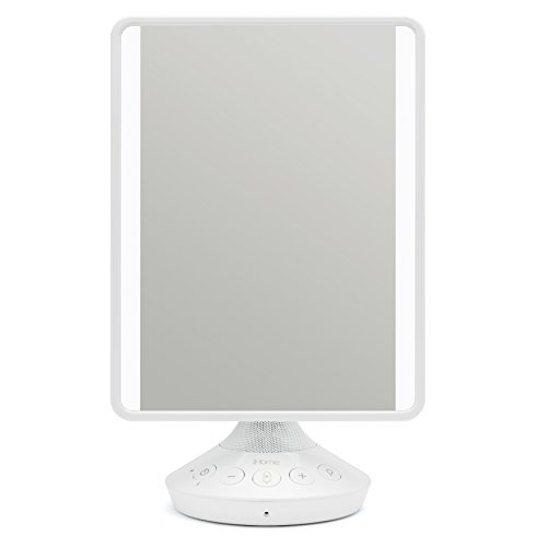 iHome 7" x 9" Reflect iCVBT2 Adjustable Vanity Mirror with Bluetooth Audio, Hands-Free Speakerphone, LED Lighting, Siri & Google Support USB Charging, Flat Panel LED Lighting (White) (White, 7" x 9") - Thumbnail 4