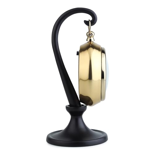 Image of Decor de Maison Brings Handcrafted Seishi Table Clock for KidsRoom, Living Room, Bedroom, Study Table|Classic Non-Ticking Tabletop Battery Operated Analog Desk Clock in Gold (10x10x30cm)