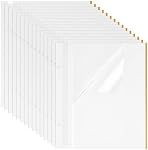 BENECREAT 15 Pack White Self Adhesive Photo Album Pages, 12.4x10.6 Inch Large Size Scrapbook Refill with Pre Drilled Holes for Wedding Memory Books and Photo Display