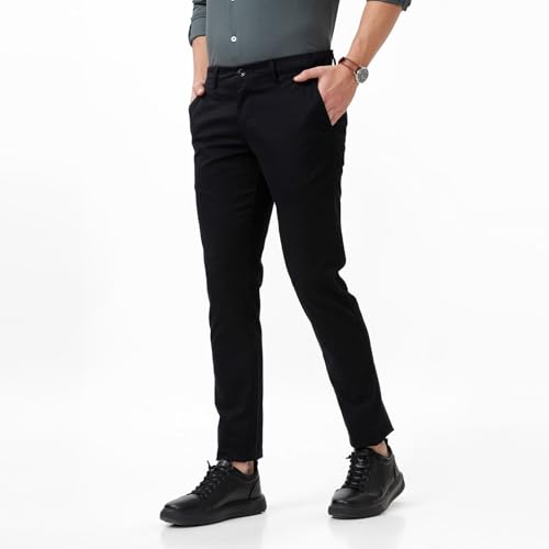 Image of BASICS Premium Cotton Stretch Formal Trousers for Men | Office Pants