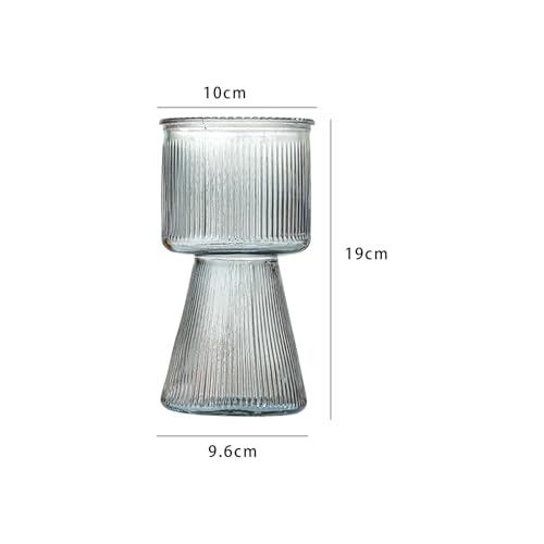 Image of Incrizma Glass Vase for Flower Modern Vase Home Decor for Centerpiece Table Living Room, Bedroom Wedding Housewarming Decorations Vases RibbedVase (19 cm - Smoke Gray)