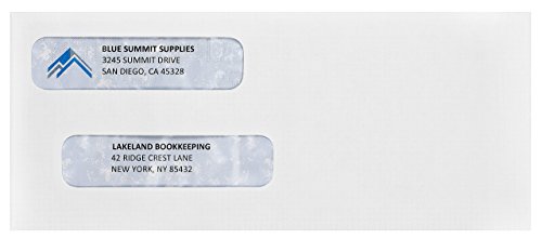 500#8 Self Seal Double Window Security Envelopes Designed For Quickbooks Checks - Computer Printed Checks - 3 5/8 X 8 11/16 (Not For Invoices) #TOP2