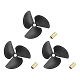sourcing map 3 hélices de barco a control remoto, 3 hélices de cuchillas de 4 mm de diámetro del agujero de 55 mm de diámetro exterior de 40 mm, hélice de taladro giratoria CW en sentido horario con