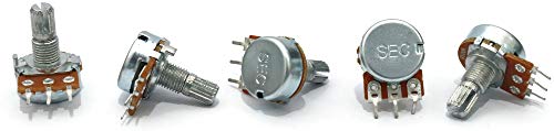 Image of Electronic Spices 500K Rotary potentiometer round shaft handle 3 pin pack of 2pcs
