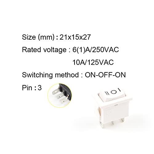 Interrupteur de fin course 3 broches KCD1 AC 250V pour bouton à bascule