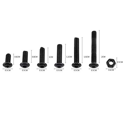 image for Jacksking 250pcs Screws Nuts, M3 Black Alloy Steel Hex Socket Screws B