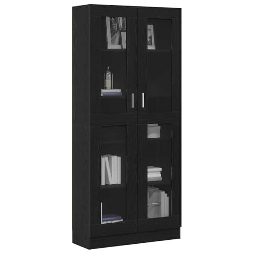 vidaXL Bibliothèque Chêne Noir 82.5 x 30.5 x 185 cm Bois d'ingénierie, Étagère Moderne autoportante pour Salon, vitrée, rangements Pratiques et durables,...
