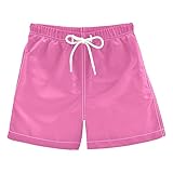 Hot Pink Boys Swim Trunks Summer Drawstring Toddler Swim Board Shorts Quick Dry Little Boys Bathing Suit Beach Hawaii Vacation 10 Years-12 Years