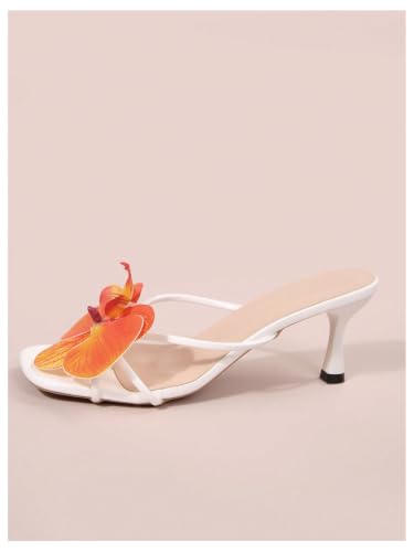 Image of MakeMeChic Women's Flower Kitten Heels Floral Summer Beach Sandals