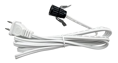 National Artcraft® 6' White Replacement Lamp Cord with Clip-in Candelabra Socket - Does NOT Have ON/Off Switch (Pkg/1)