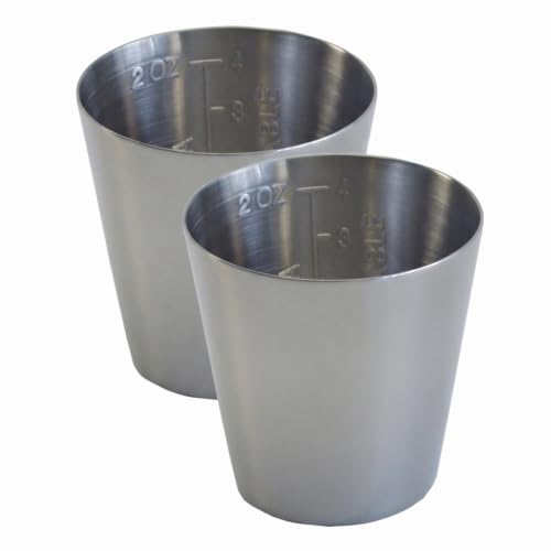 Grafco Graduated Medicine Cup - Stainless Steel Medical Measuring Tool for Hospital and Homecare Use - 2"x1-3/4", 2 Oz Capacity - 3241 (Pack of 2)
