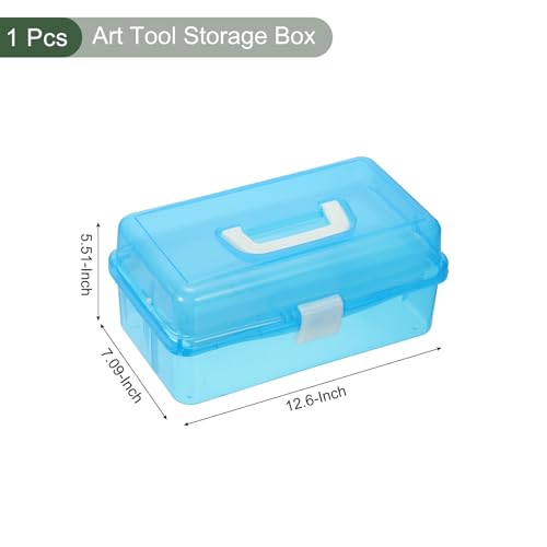 Image of YOKIVE Art Supply Storage Organizer, Art Tool Storage Box 3-Tray Craft Box Art Supplies Organizer with Handle Buckle for Brushes Paints Stamps, Blue