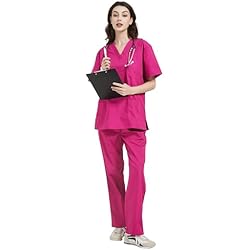 Uniformes De Trabajo Para Mujeres Gorditas Pijama Sanitario (Antilejía y No Destiñe) Conjuntos Uniformes Sanitarios Unisex - Uniformes Medicos 6801-6802 - XXL, Fucisa